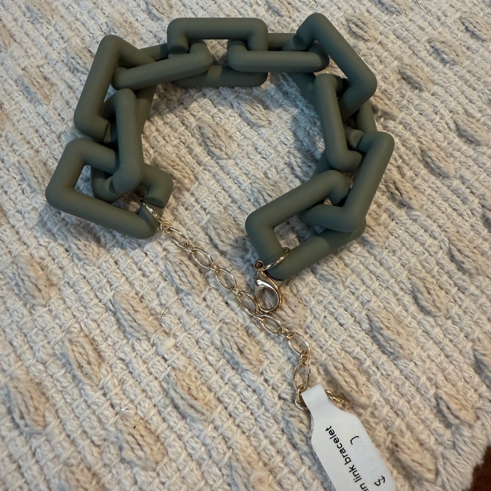 Chunky Olive Green Resin Link Bracelet